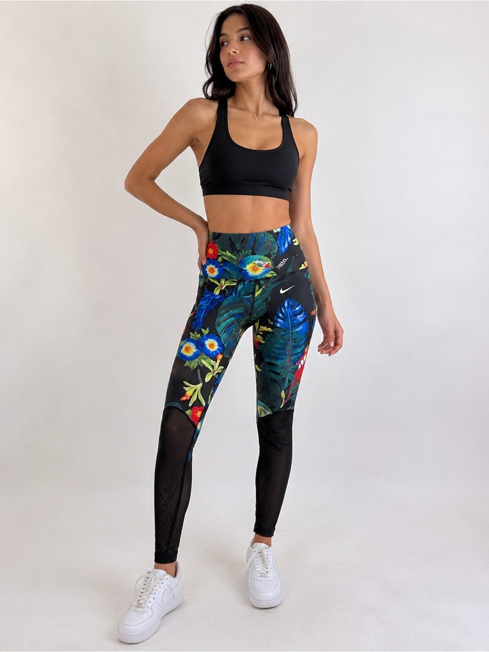 Nike Dri-FIT Tropical Floral Leggings XS Mesh Panel